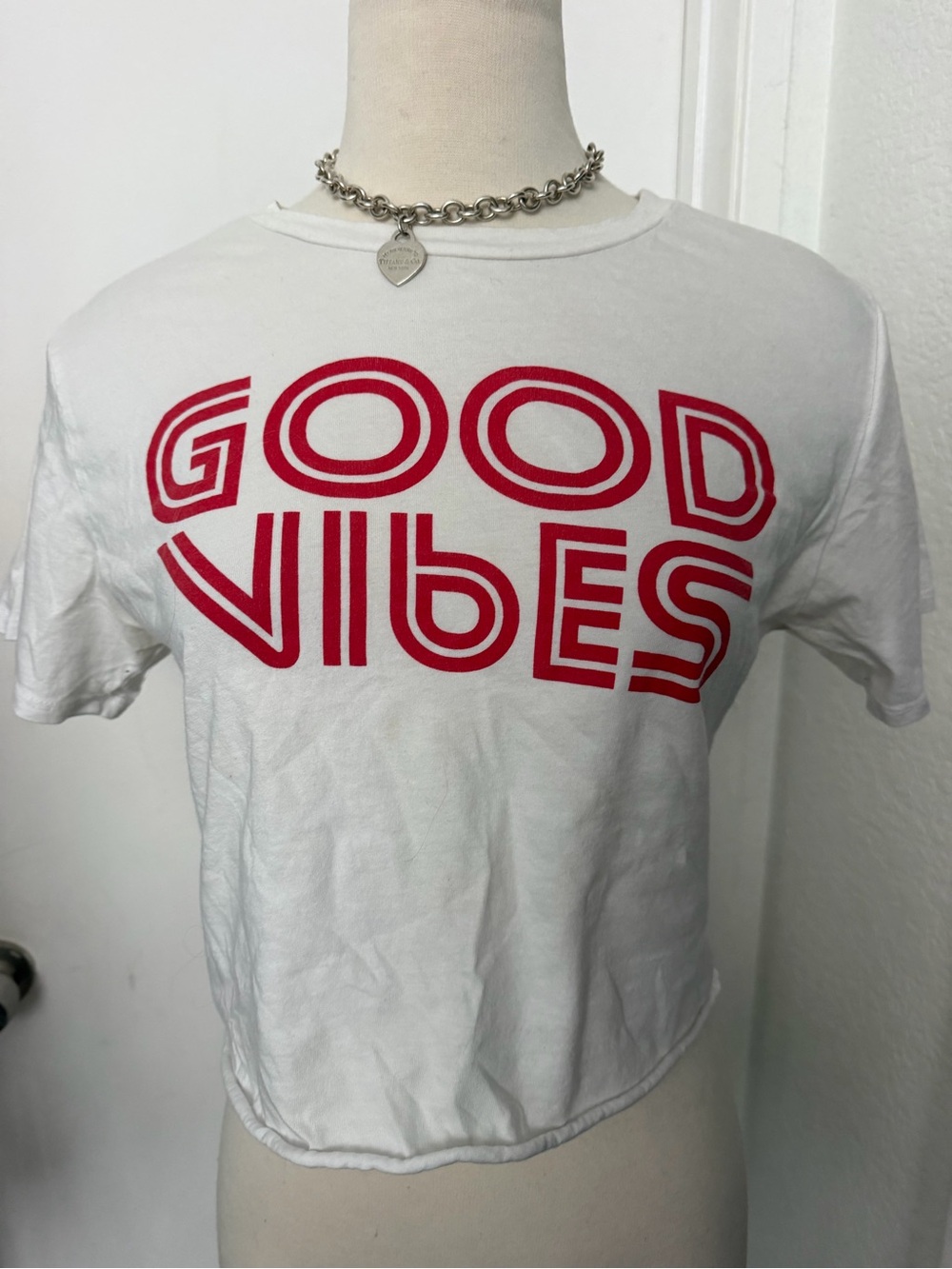 french pastry White Tee with Red Accent